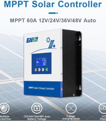 powland 60a mppt solar charge controller intelligent lcd display