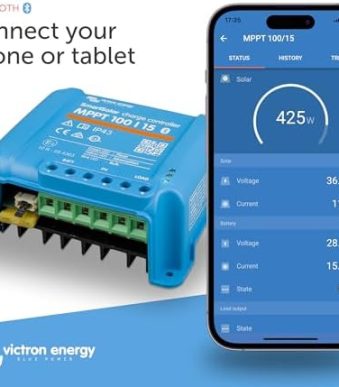 victron energy smartsolar mppt 100v 15a 12/24v solar controller (w/bluetooth)