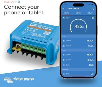 victron energy smartsolar mppt 100v 15a 12/24v solar controller (w/bluetooth)