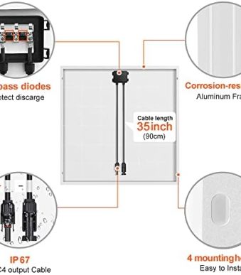 dokio 150w 18v monocrystalline solar panel efficient, durable for rvs, boats