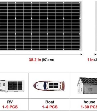 dokio 100w 18v solar panel monocrystalline. ideal for charging 12v batteries