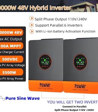 powmr powerful 10000w solar inverter with mppt, off-grid hybrid system
