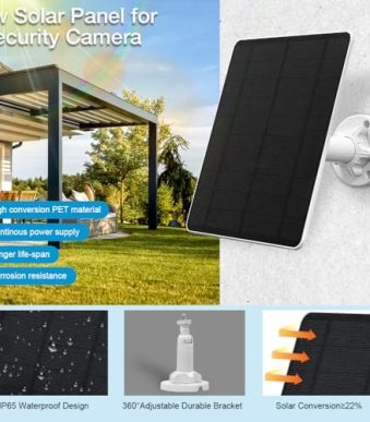 muzuzzi 5w usb solar panel charger for security camera, ip65 waterproof
