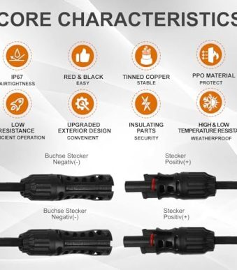 fairwaycle solar connectors y branch pair for solar panel