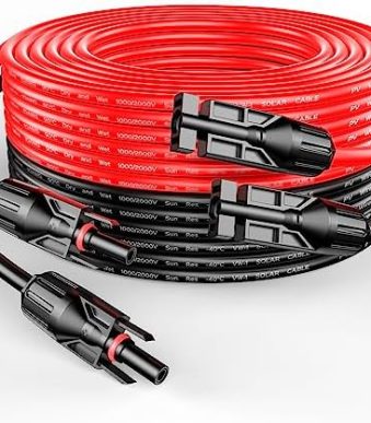 rich solar solar panel extension cables pair of 50 ft red/black